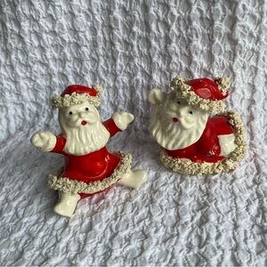Vintage Santa Claus Salt & Pepper shaker set Spaghetti Ceramic Vintage Christmas
